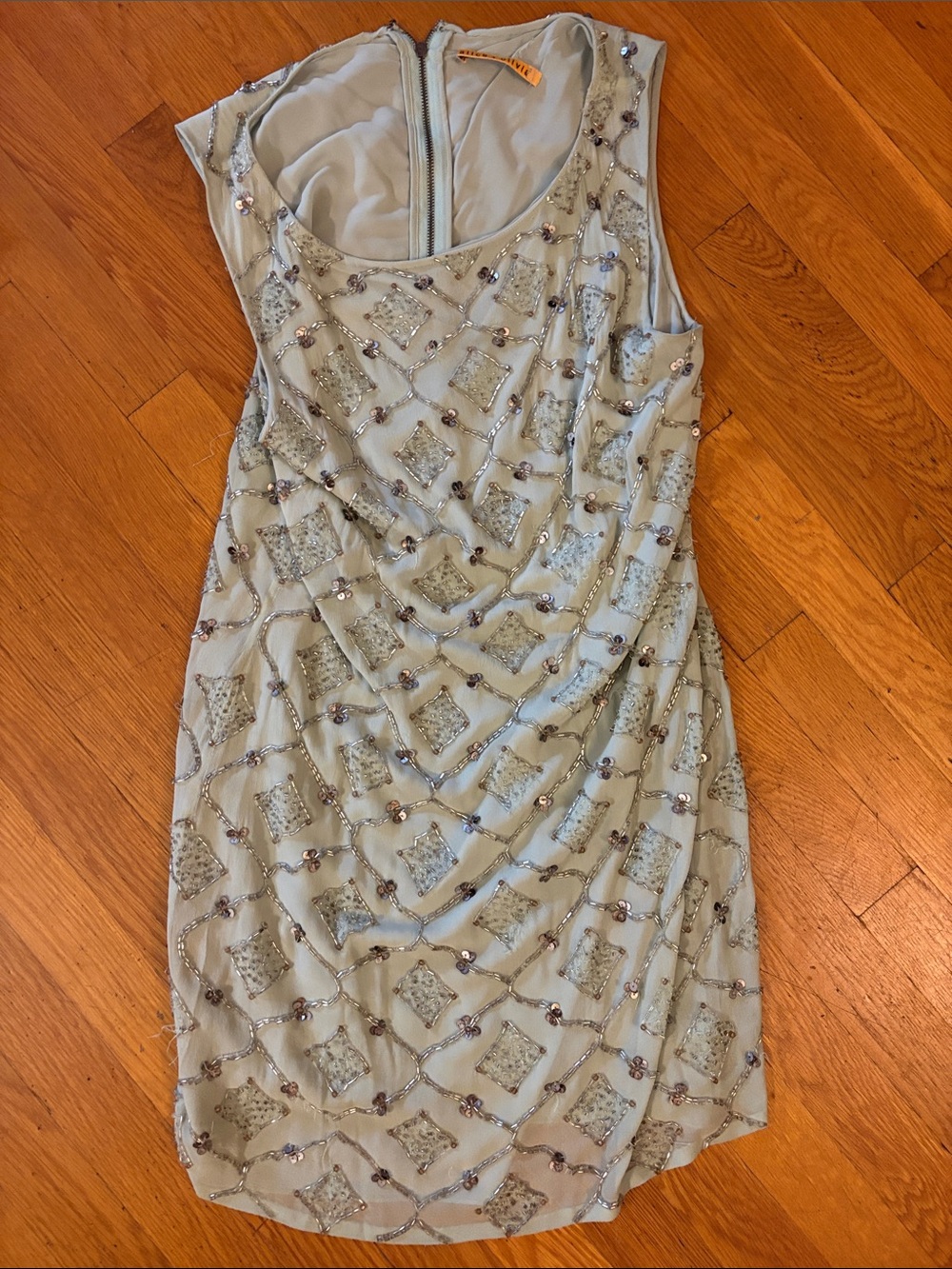 Alice + Olivia Light Blue Beaded Mini Dress